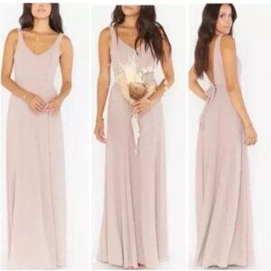 Show Me Your Mumu Jenn Maxi Formal Bridesmaid Formal Soft Beige Chiffon NWT XS